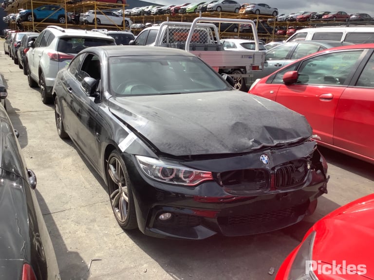 2014 BMW 4 SERIES LH FRONT, SEAT BELT STALK ONLY, BLACK, COUPE, F32/F82, 07/13-12/20 SEAT BELT STALK