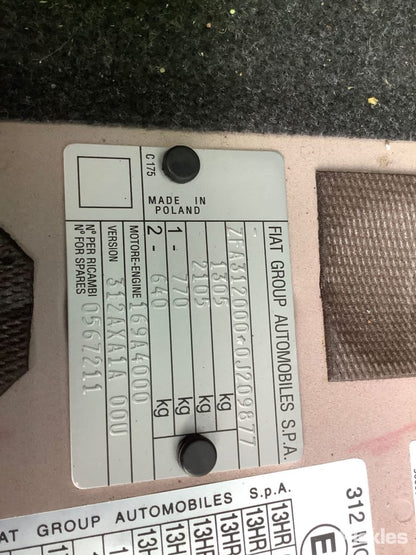 2014 FIAT 500 MANUAL, PETROL, 1.2, 5 SPEED, 03/08- 735590739 INSTRUMENTCLUSTER