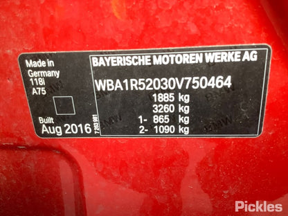 2016 BMW 1 SERIES F20, HATCH, LH SIDE, 06/11-04/19 51167423309 SUNVISOR