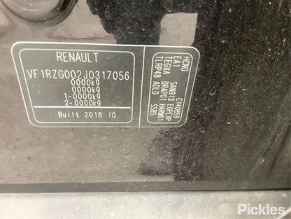 2019 RENAULT KALEOS XZG, RH SIDE, 05/16-  SUNVISOR
