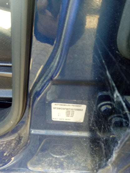 2007 PEUGEOT 207 A7, 5DR HATCH/WAGON, 04/06-12/12 9004X8 RIGHT FRONT DOOR