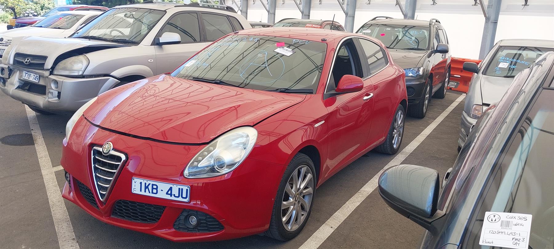 2013 ALFA ROMEO GIULIETTA BUMPER BAR (2 PIECES), TWIN EXHAUST, W/ PARK SENSOR TYPE, 940 SERIES, 01/11-10/16 156093407 REAR BUMPER